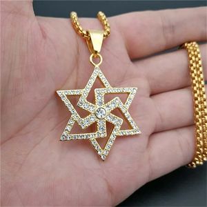 Religijna gwiazda Magen z David Wisids Naszyjnik 14K Gold Hexagram Naszyjnik Kobiety/mężczyźni lodowani żydowska biżuteria 2024