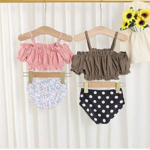 Baby Girls Summer Swimwear 2024 New Princess Sling Swimsuit Set Kids Fashion Beach Clothing Children Cute Top+Dot Bikini 2Pcs L2405