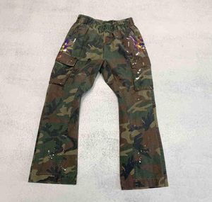 Galery dept same high street Multi Pocket camouflage splash flared pants splicing deconstruction casual overalls men7844047