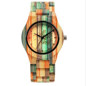 Shifenmei 시계 화려한 대나무 분위기 시계 자연 생태 탄화 간단한 쿼츠 손목 시계 242v