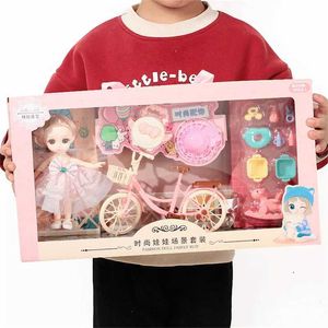 Dolls Dolls BJD Doll Toy Union Mobile Full Set DIY Toy Girl Gift 40CM Box Bicycle Princess Bag Pet Shop Childrens Toy Birthday Gift S2452202 S2452307