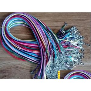Strands Strings 100Pcs Colorf Wax Leather Necklace Strap Buckle Shrimp Pendant Jewelry Cord Lanyard With Chain Drop Delivery Neckla Dhyjx
