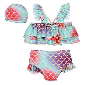 Two-Pieces Womens Swimwear Girls mermaid tail childrens swimwear bikini swimwear role-playing girls mermaid tail 3 pieces swimwear WX5.22