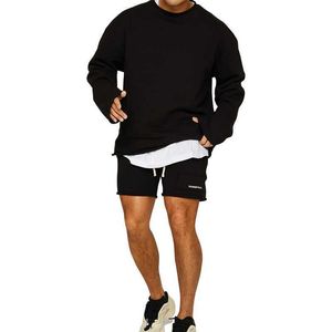 3 colori tracce da uomo a due pezzi pantaloni corti a maniche lunghe con abbigliamento sportivo outfit casual sciolte set cortometri fitnessr3wx
