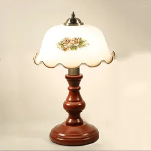 Lampy stołowe w stylu europejskim retro badanie lampa lampa amerykańska kraj stały drewno w ciemnym sypialni sypialnia klasyka klasyka