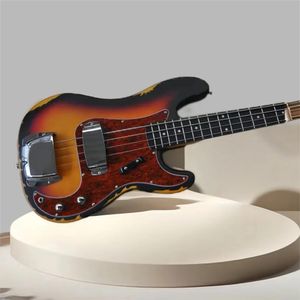 4-String Relic Tobacco Sunburst Electric Bass Guitar с Rosewood Radboard Custom