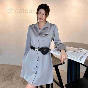 Basic & Casual Dresses Designer Women's est Pocket Triangle Label Simple Fashion Spring Suer Long Sleeve Shirt Belt Waist Bag YXV9