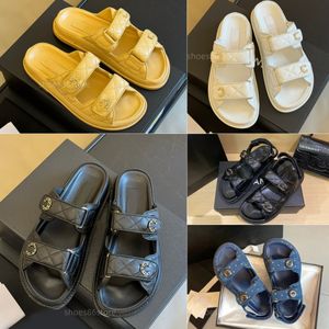 Designer sandalo papà sandali sandali femminili Nuova vera pelle in cuoio in pelle spessa suola impermeabile sandalo per donne comode sandali da spiaggia di tallone piatto 10A Slide