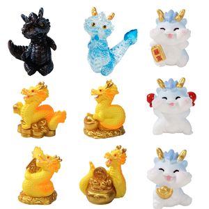 Rok Dragon Figures Miniaturowy posąg żywicy świątecznej ozdoby domowe Dekoracja 240523