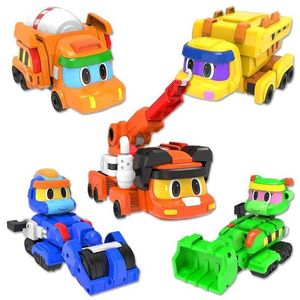 Transformation Toys Robots nyaste Gogo Dino Full Set ABS MINI DEFORMATION ACTIONS SAMLAR LACKNA DINOSAUR Transformation Engineering Vehicle Toys Car for Kids Y240523