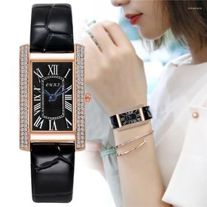 Wristwatches Jessingshow Women Watches Fashion Ladies Watch Leather Luxury Rectangle Diamond Quartz Wristwatch Gifts Bracelet 273F