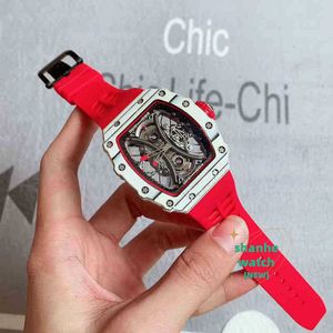 RM Watch Date Luxury Wristwatch Wine Barrel Watch R RM53-01 Series Automatisk mekanisk vit kolfiberfodral