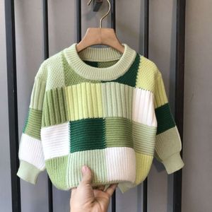 Boys' Knitted Spring and Autumn Korean Edition Children's Checker Loose Bottom Winter Kids Baby Sweater L2405 L2405