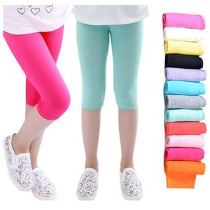 Sommerkleidung Baby Mädchen Kinder geschnittene Hosen Süßigkeiten Farbe Wade mit Mädchen Leggings Skinny Kids Hosen 2-12 Jahre L2405