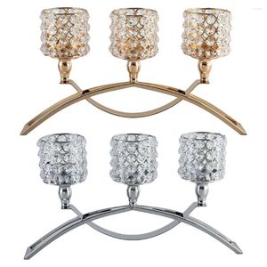 Ljushållare kristallhållare 3 armar Candelabra bröllopsbord mittpiece prydnad ljusljus båge för hemdekor