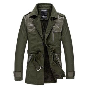 Mens Trench Coats Inverno mais Veet Casaco grosso no longo parágrafo Lavado Casual Casual Windbreaker Men Drop Deliver