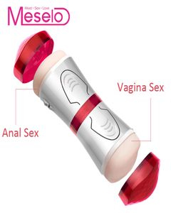 Meselo Doppelte Löcher Männlicher Masturbator Vibrator Realistische Vagina Anal Sex Toys für Männer Hände Abnehmbarer Trottel Penis -Trainer Y2016272812