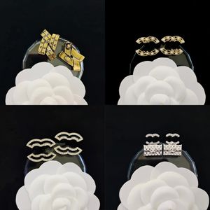 Designerörhängen lyxiga örhänge varumärkesdesigners bokstäver guldpläterad geometrisk kvinnors kristall strass örhänge örondropp jewerlry