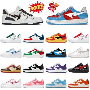 2024 NOWOŚĆ MOSY WOMENS MENS SK8 STAS Designer Buty swobodne Buty Niski patent Bapeshoes Flat Camuflage Treners Luksusowe Shark Białe metaliczne srebrne trampki skórzane