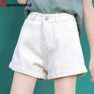 Women's Shorts Cuffs High Waist Short Jeans Women Casual Vintage A-lined Denim Pantalones Cortos Korean Streetwear Summer Thin Baggy