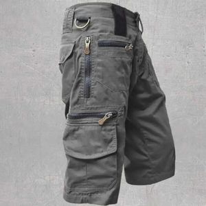 Men's Shorts Mens uniform cargo shorts cotton comfortable pants solid color multiple pockets summer casual plus size straight pockets Q240522