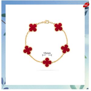 2024 Classic 4four Leaf Clover Designer Bracelet White Red Blue Agate Shell Motherofpearl Charm Bracelets 18k Gold Plated Luxury Wedding Woman Fashion Jewelr 8POS