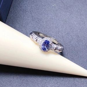 Классическое обручальное кольцо для женщины 4mmx6mm 0,5ct натуральное кольцо танзнаита твердые 925 серебряные турниты с золотой.