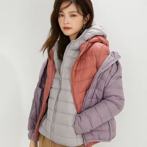 Womens Short Thin Down Jacket Lu Outfit Feste Farbpuffer-Mantel Sport Winter warme Outwee Weiße Ente Down Jacke Reißverschluss Ständer Kragen Plus Größe Leuchtdrüsk S-4XL