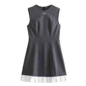 Fashion Patchwork Vest Dress Designer Badge Slim Kjol för kvinnor Summer ärmlösa klänningsfestklänningar
