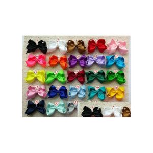 Hair Accessories 4 Inch 160 Pcs/Lot Bowknot - Girl Bow Toddler Bows Baby Grosgrain Ribbon Hairbow Double Alligator Clip In Stock Drop Ot6Nv