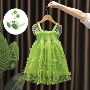 Summer Baby Girls Princess Dress Up Fancy Tinker Bell Fairy Kids Birthday Party Cothes Children Green Dresses L2405