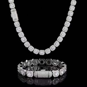 Halskettenarmband Moissanit Diamant Custom VVS Cuban Link Kette Sier 10 mm großer Tenniskette Feststoff Rücken HipHop