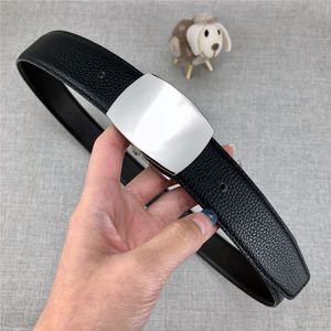 Silver Buckle Belts with Box Men's and Women's Leather Belts Smooth Buckle Dress Up Hipster Belts 253x