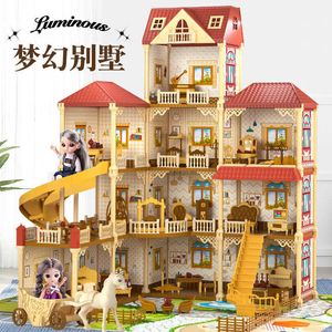 Doll House Accessories Childrens Toy Girl Family House Villa Princess Castle Little Princess Baby Gift 3-8 år gammal Doll House 7 Q240522
