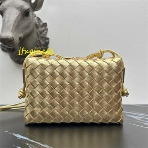 Женские петля Crossbode Bag Designer вязаная сумка подлинная кожаная сумочка Botegaveneta Intercciato Woven Woven Leather Gold Bag Высота шириной 12 см 22 см глубины8 см P0KQ