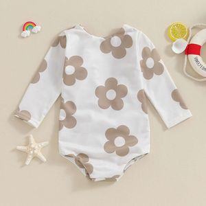 Säuglingsmädchen Badeanzüge Sommer Blumendruck Reversible Knoten Jumpsuit Badebekleidung Strandkleidung Süßes Kleinkindbadeanzüge 6m-4y L2405