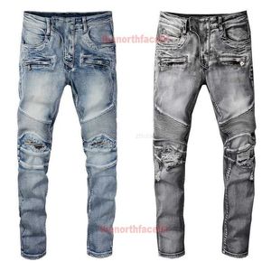 Мужские дизайнерские джинсы разорванные разрушенные джинсовые брюки с тонкой растяжкой.