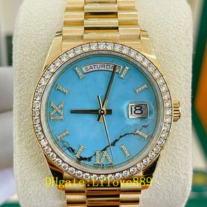 Hot Selling Series Watch 36mm Double Buckle Lock Double Waterproof System 128348 Sky Blue Dial 3255 Movement Automatic Machinery 18K Gold Band