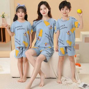 Pijamas pijamas adolescentes menino pijamas de verão desenho animado animal impressão de crianças roupas de criança pijamas de pijama de pijama fofo conjunto 4 6 8 9 9 17 anos de idade wx5.21