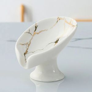 1PC Ceramiczny kształt liścia SOAP Pudełko Wodne Otwór naczyń TAKA TRAY TRAY Uchwyt prysznicowy Baza łazienka 240523