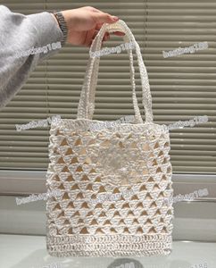 2024 Designer Shoulder Beach Bag Fashion Mesh Hollow Woven Shopping Bags for Summer Straw Tote Bag