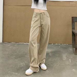 Women's Jeans Oversized Women's Baggy Cotton Wide Leg Denim Pants Fashion High Waist Korean Street Khaki Female Trousers Streetwear