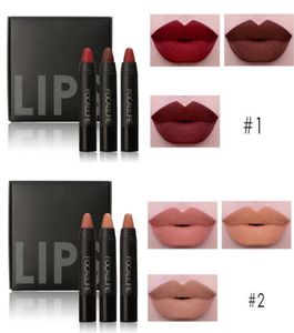 Brand Sexy Nude Red Lipstick Cosmetics Waterproof Makeup Batom Lips Matte Pencils Kits 3Pcs Matte Lipstick Makeup Sets1170575