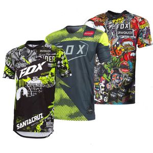 X2EV Herrarna T-shirts Rvouei Fox Enduro Motorcykel Mountain Bike Jersey Team Speed ​​Surrender Mtb Off-road DH MX BICYCLE BEACHABLE SHIRT