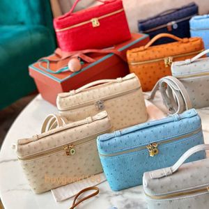 Lare Bag Lunch Box Bag Women genuine ostrich pattern box bag the same makeup box handbag one shoulder crossbody small bag