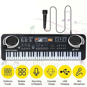 Клавички фортепиано детская музыка Sound Toys 61 Ключевые детские электронные клавиатуры и фортепиано с микрофонами инструмента USB Digital Electronic Organce Childrens Toys WX5.21