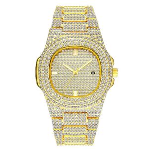 Fashion Men Women Watch Diamond Iced Out Designer Watches 18K Gold Stainless Steel Quartz Movement Male Female Gift Bling Wristwatch 2908
