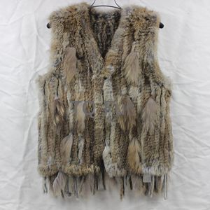 colors Women Genuine real Rabbit Fur Vest coat tassels Raccoon Fur collar Waistcoat T191118