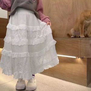 Saias Saias 2024 Garota Meia Esqui Primavera/Verão Novo Moda Princesa menina Meio bolo branco Esqui Big Child WX5.21