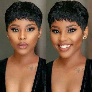 Hair Wigs Short Straight Brown Pixie Cut Wig Human for Black Women Part Lace Ombre Blonde Burgundy Brazilian Remy Allure